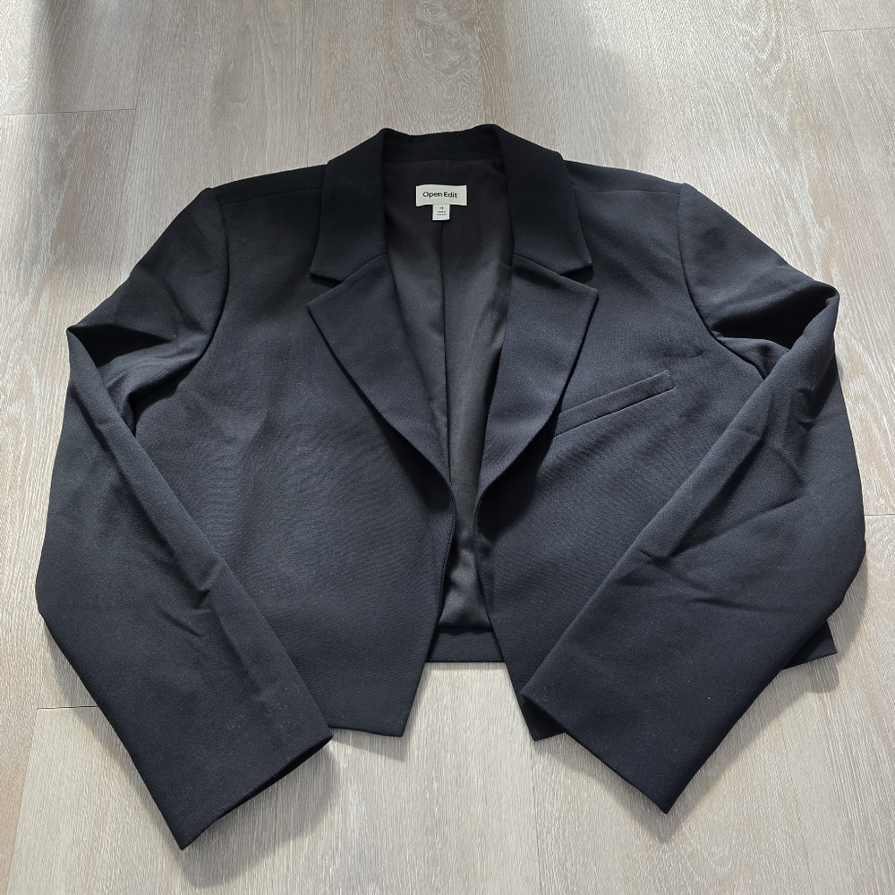 Nordstrom Open Edit Black Cropped Blazer